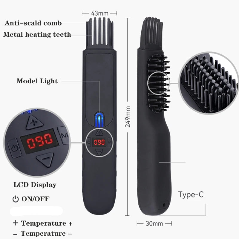 USB Wireless Beard Straightener Comb