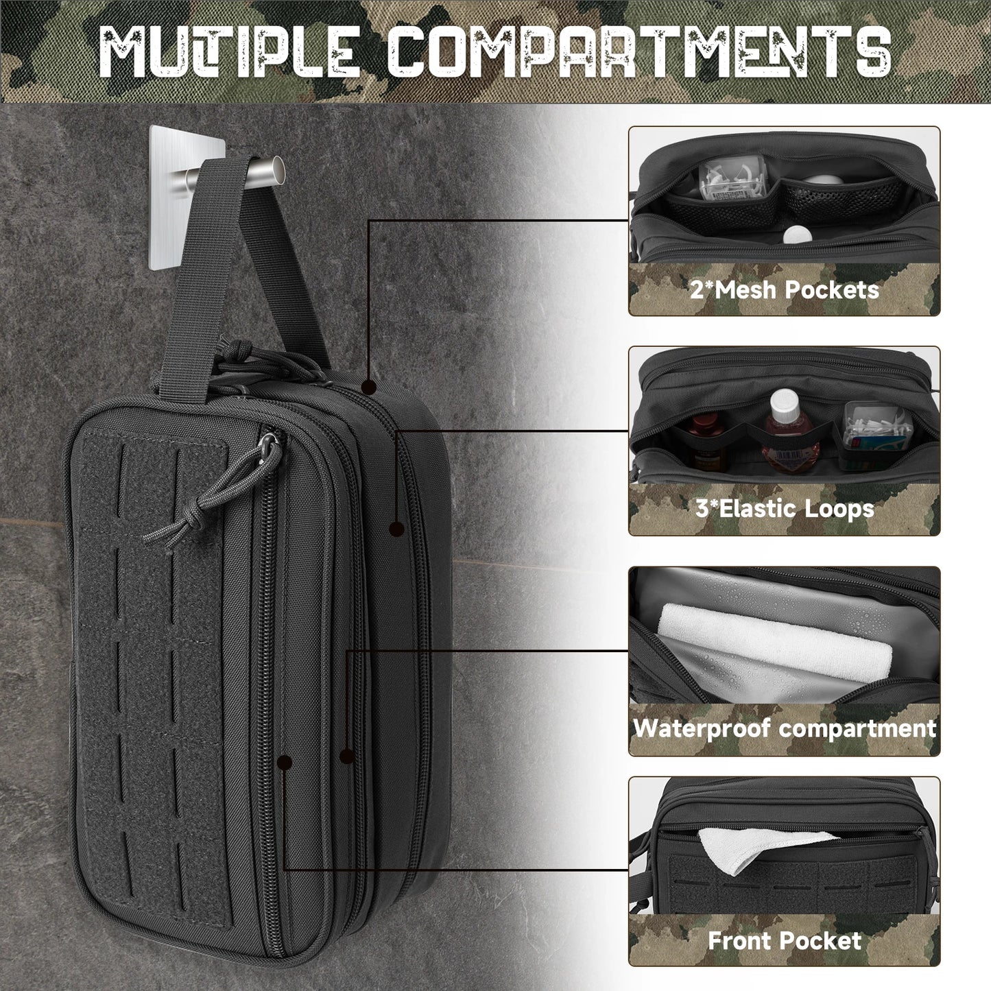 Splash-Proof Multi Compartment Toiletry Wash Bag