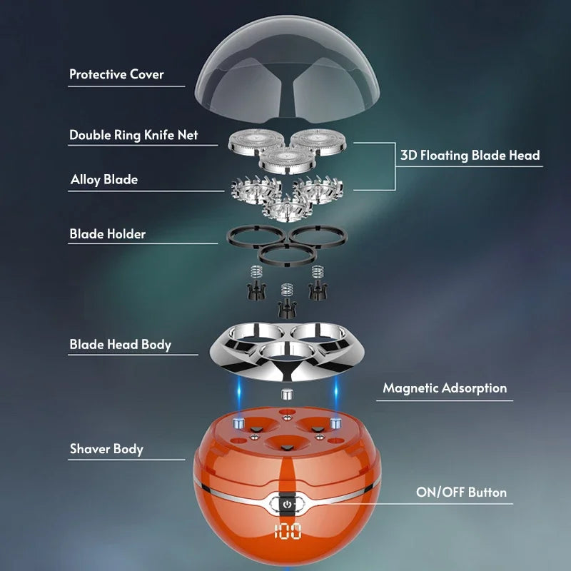 Spherical Rechargeable Beard Electric Shaver