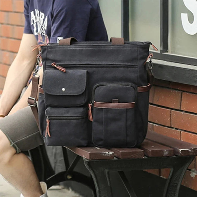 Sac messager en toile à compartiments multiples