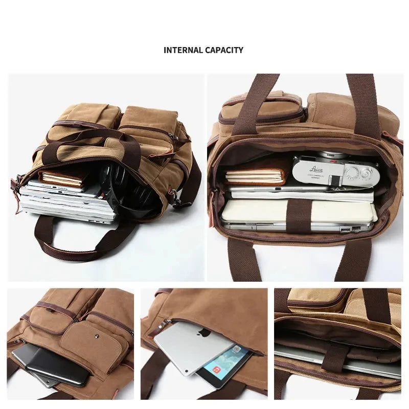 Sac messager en toile à compartiments multiples