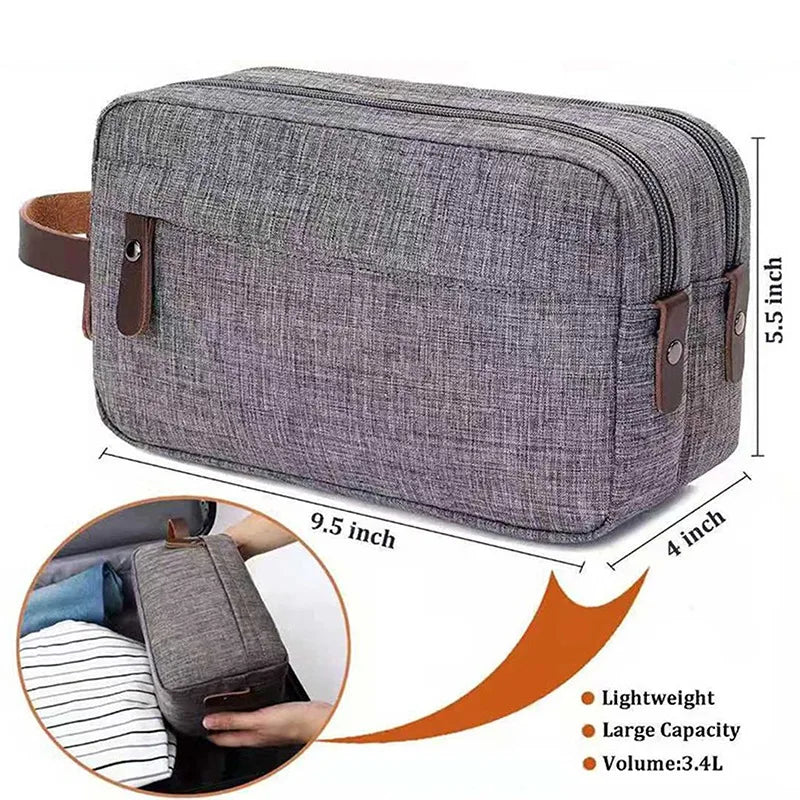 Canvas Toiletry Wash Bag With Leather Handle