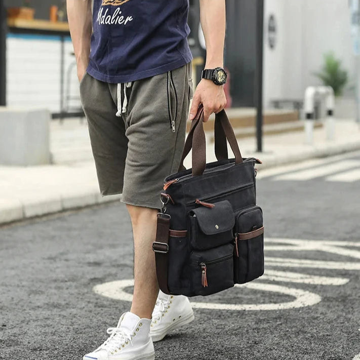 Sac messager en toile à compartiments multiples