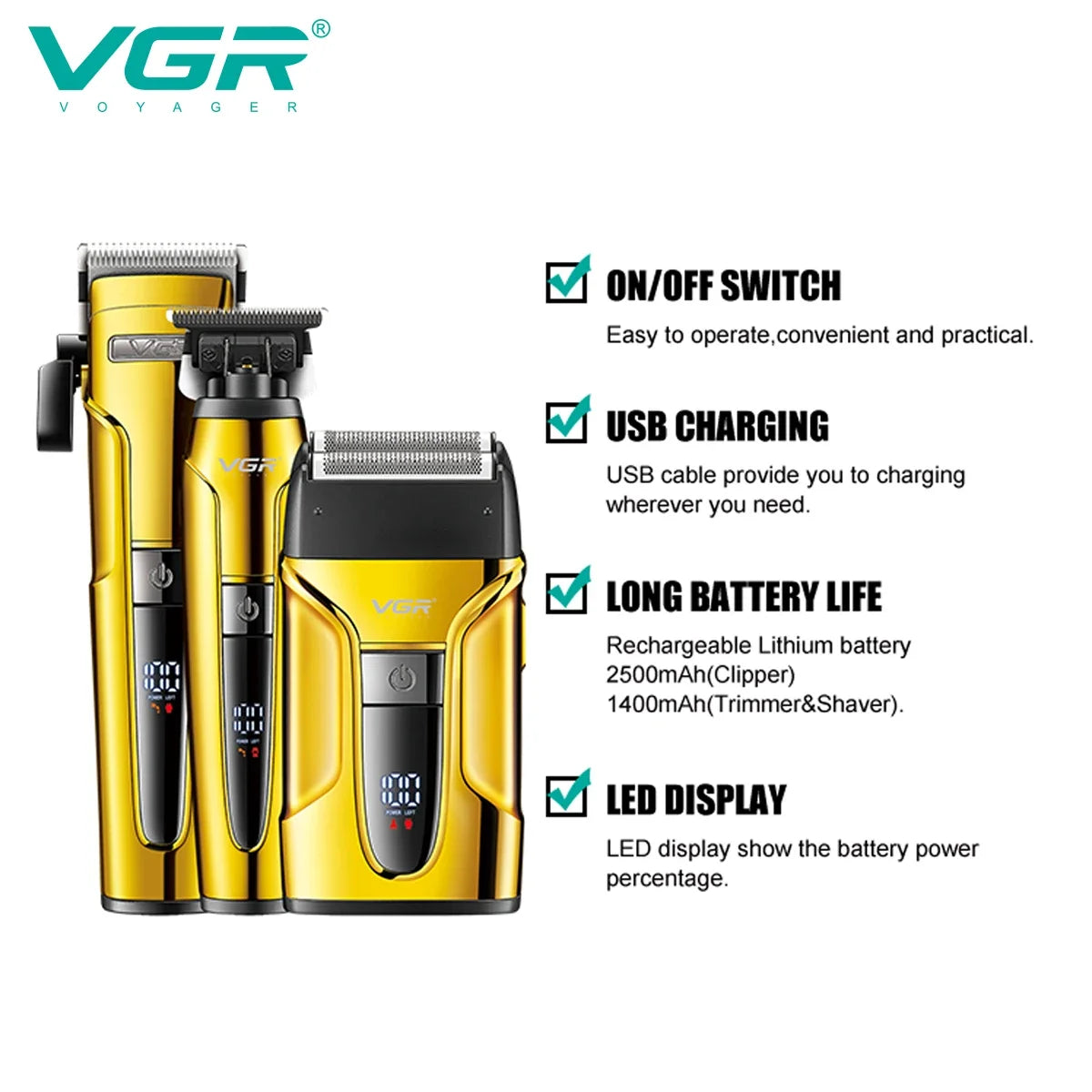 VGR Hair Trimmer Grooming Set