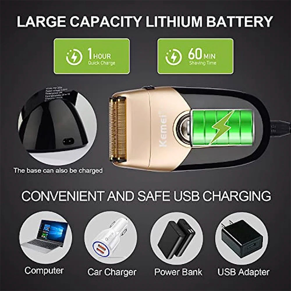 Kemei Waterproof Cordless Electric Shaver