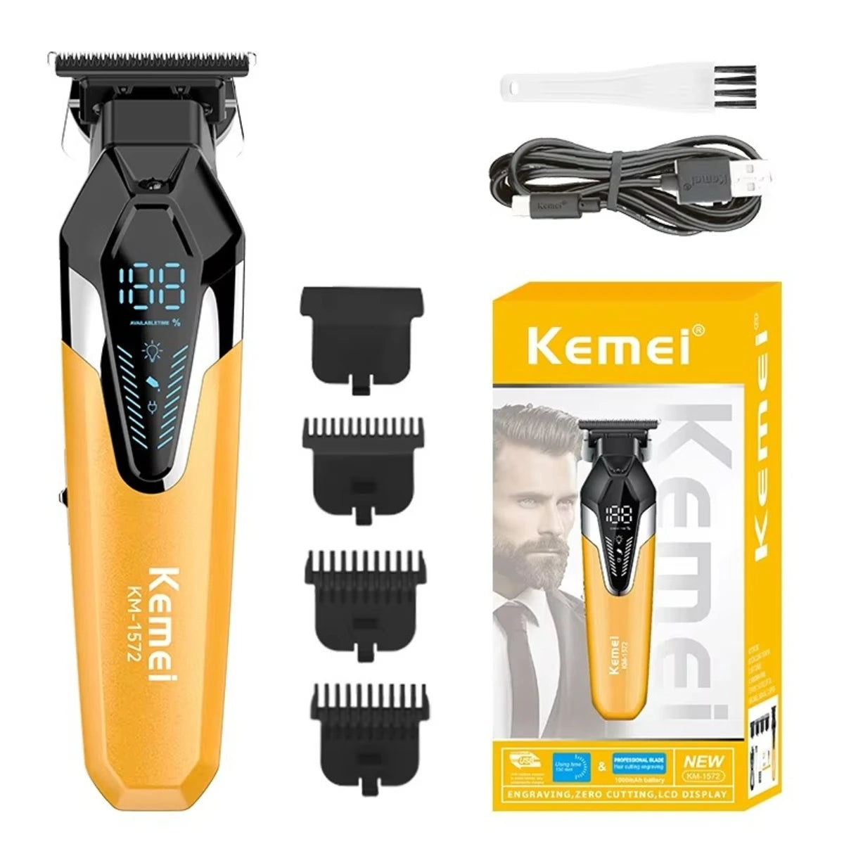 Tondeuse à cheveux sans fil rechargeable Kemei