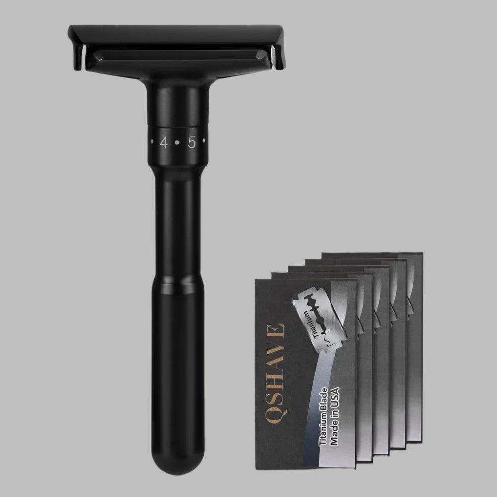 Rasoir de sécurité réglable noir luxueux QShave