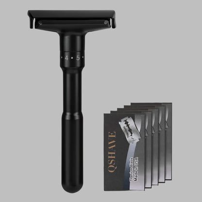 Rasoir de sécurité réglable noir luxueux QShave
