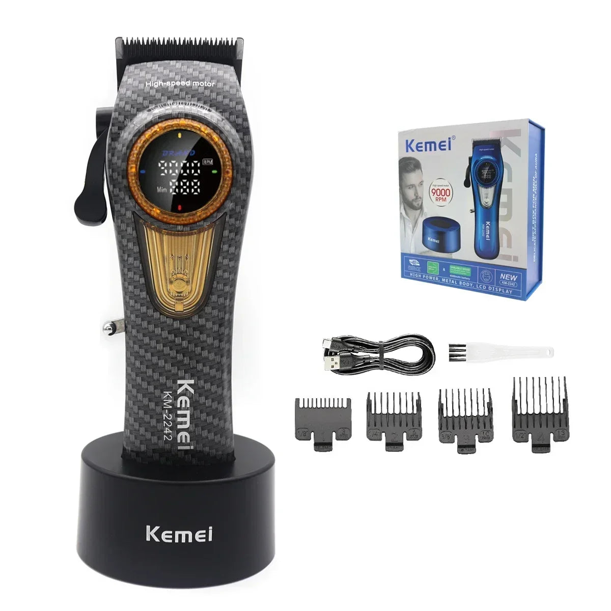 Kemei Tondeuse à cheveux professionnelle 9000 tr/min