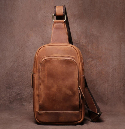 Sac de poitrine de luxe en cuir de vache de style vintage GURO