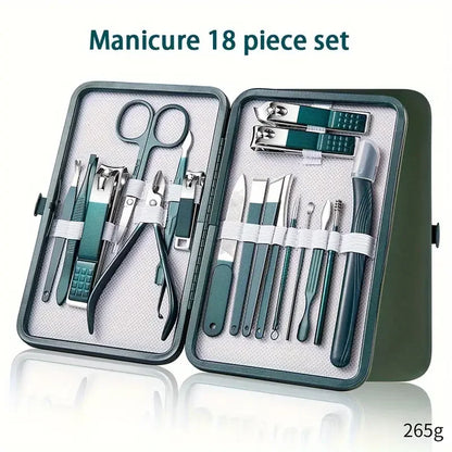 Ensemble d'outils de manucure en acier inoxydable 18 pièces