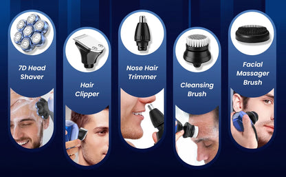 5 in 1 Electric 7D Head Shaver