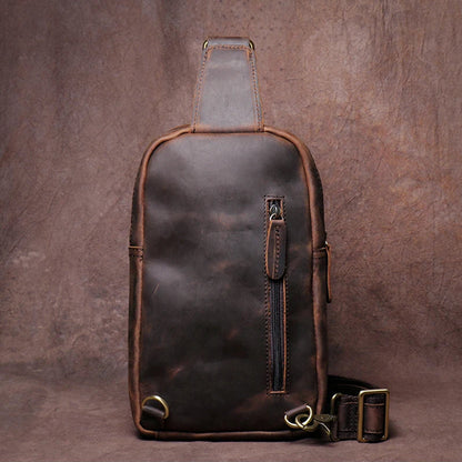 Sac de poitrine de luxe en cuir de vache de style vintage GURO