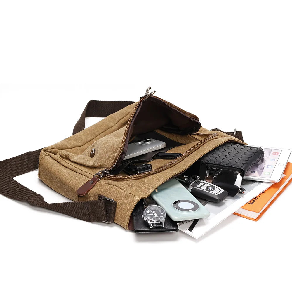 Sac messager décontracté en toile de grande capacité