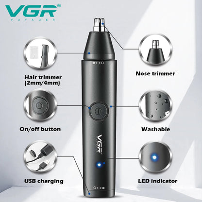 Tondeuse à poils de nez lavable 2 en 1 VGR