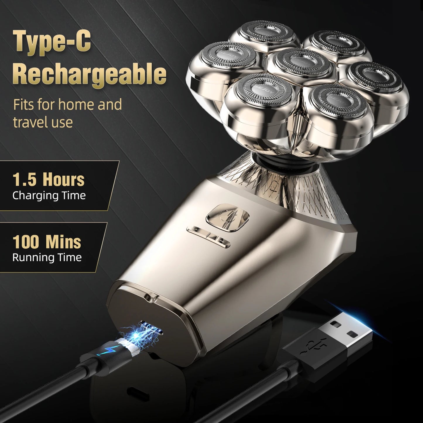 LED Waterproof Head Shaver & Grooming Kit