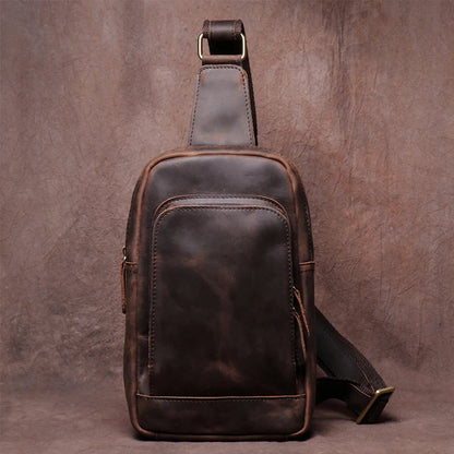 Sac de poitrine de luxe en cuir de vache de style vintage GURO