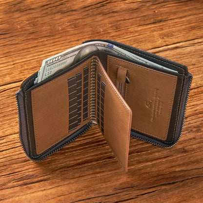 Retro Bi-fold Zipper Wallet