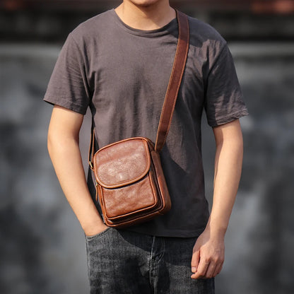 Petit sac à bandoulière en cuir véritable GURO