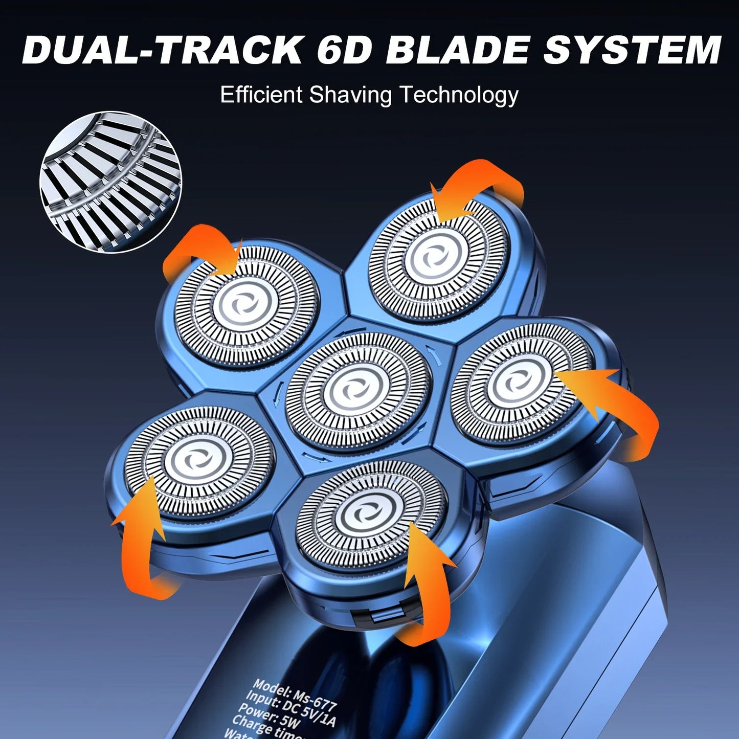 6D Detachable Electric Head Shaver Kit