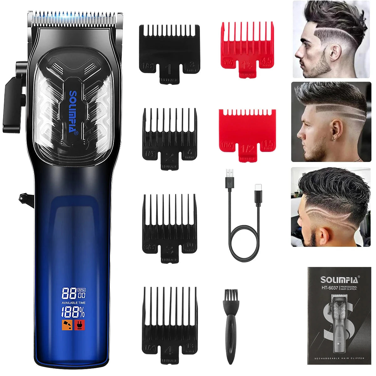 Tondeuse à cheveux étanche avec écran LCD