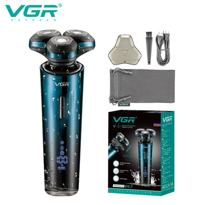 VGR Digital Display IPX7 Electric Shaver