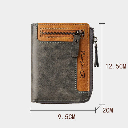 Retro Bi-fold Zipper Wallet