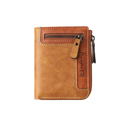Retro Bi-fold Zipper Wallet