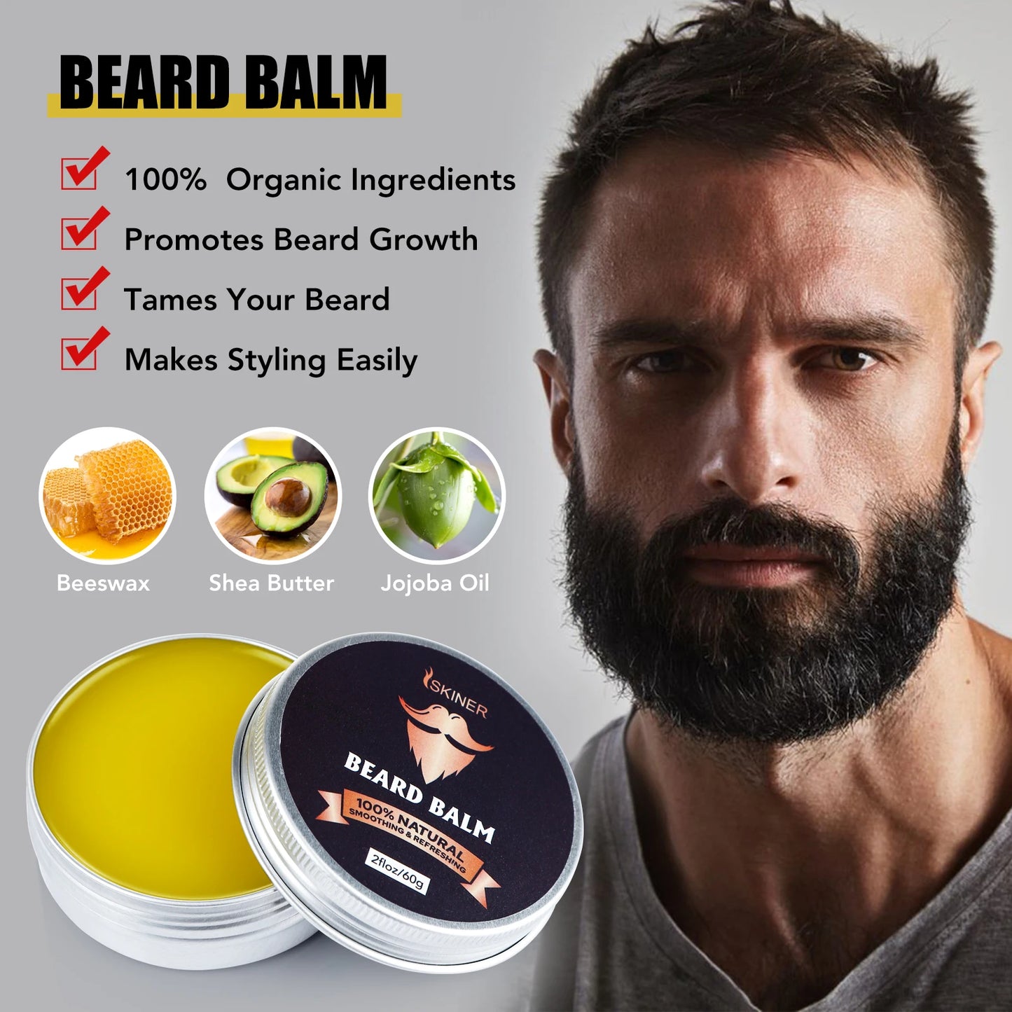 Kit de soins de la barbe 5 pièces