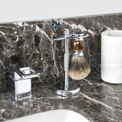 Chrome Razor and Brush Stand