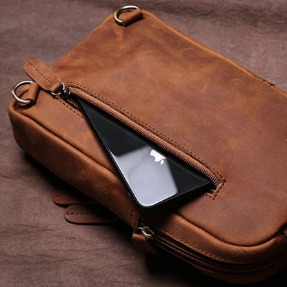 Sac de poitrine de luxe en cuir de vache de style vintage GURO