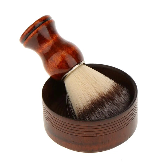 Ensemble traditionnel de bol à savon et de brosse en bois
