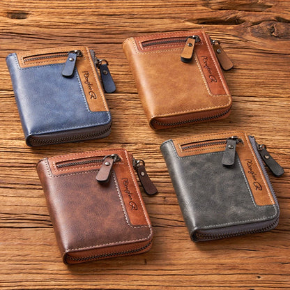 Retro Bi-fold Zipper Wallet