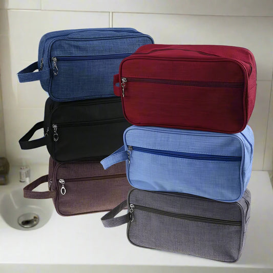 Trousse de toilette en toile de couleur unie