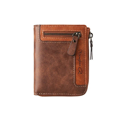 Retro Bi-fold Zipper Wallet