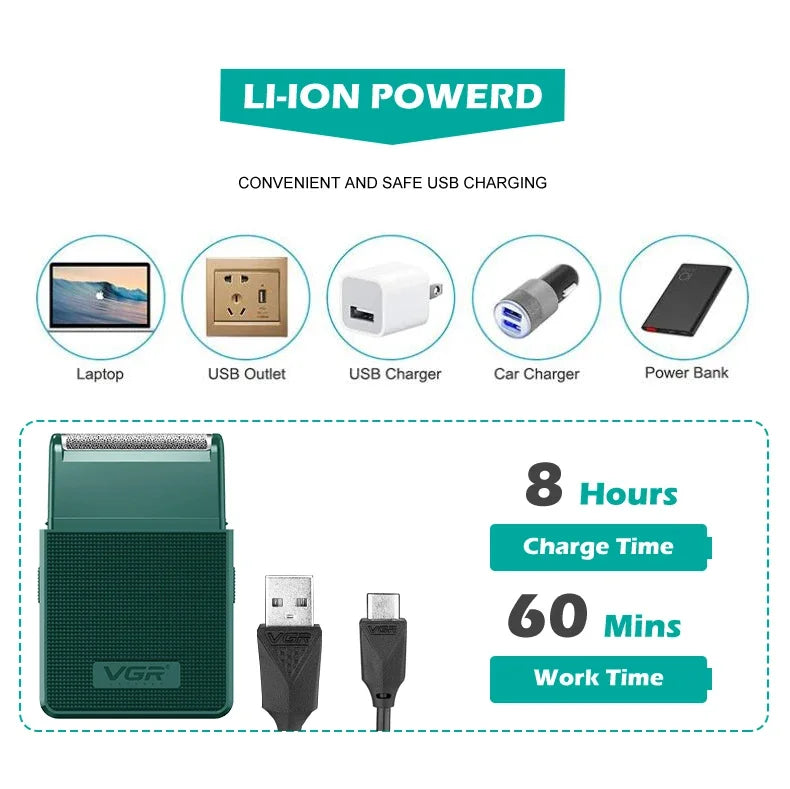 VGR Slim Mini Rechargeable Electric Shaver