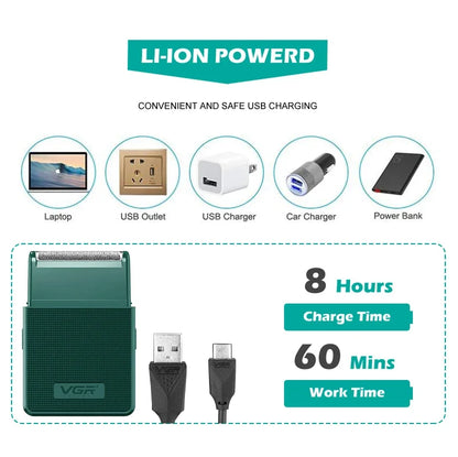 VGR Slim Mini Rechargeable Electric Shaver