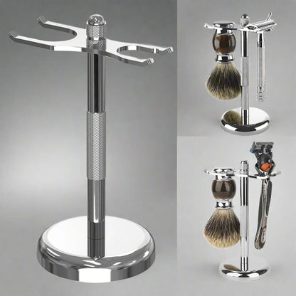Chrome Razor and Brush Stand