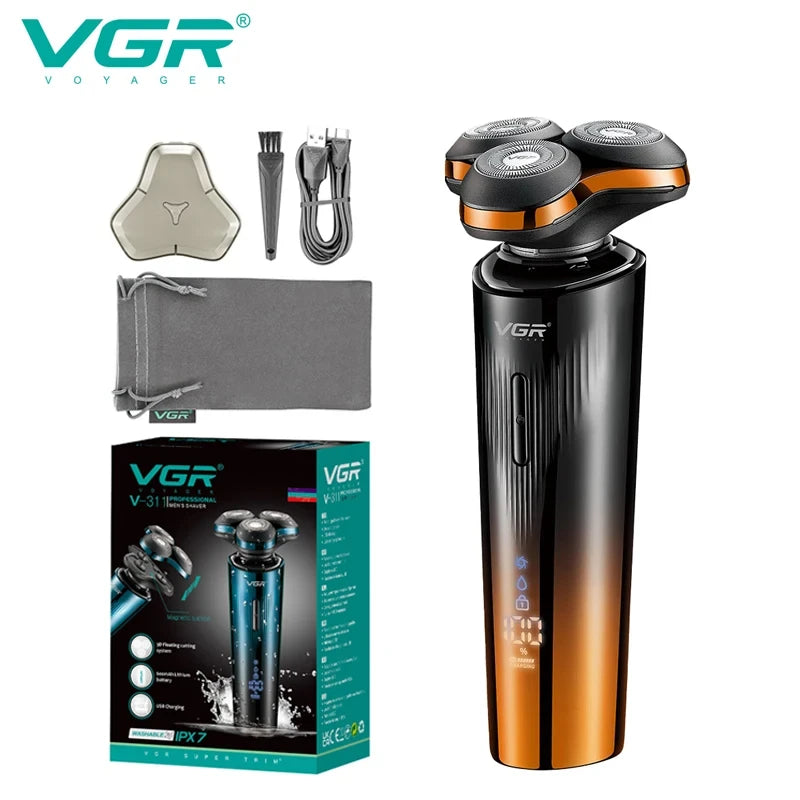 VGR Digital Display IPX7 Electric Shaver