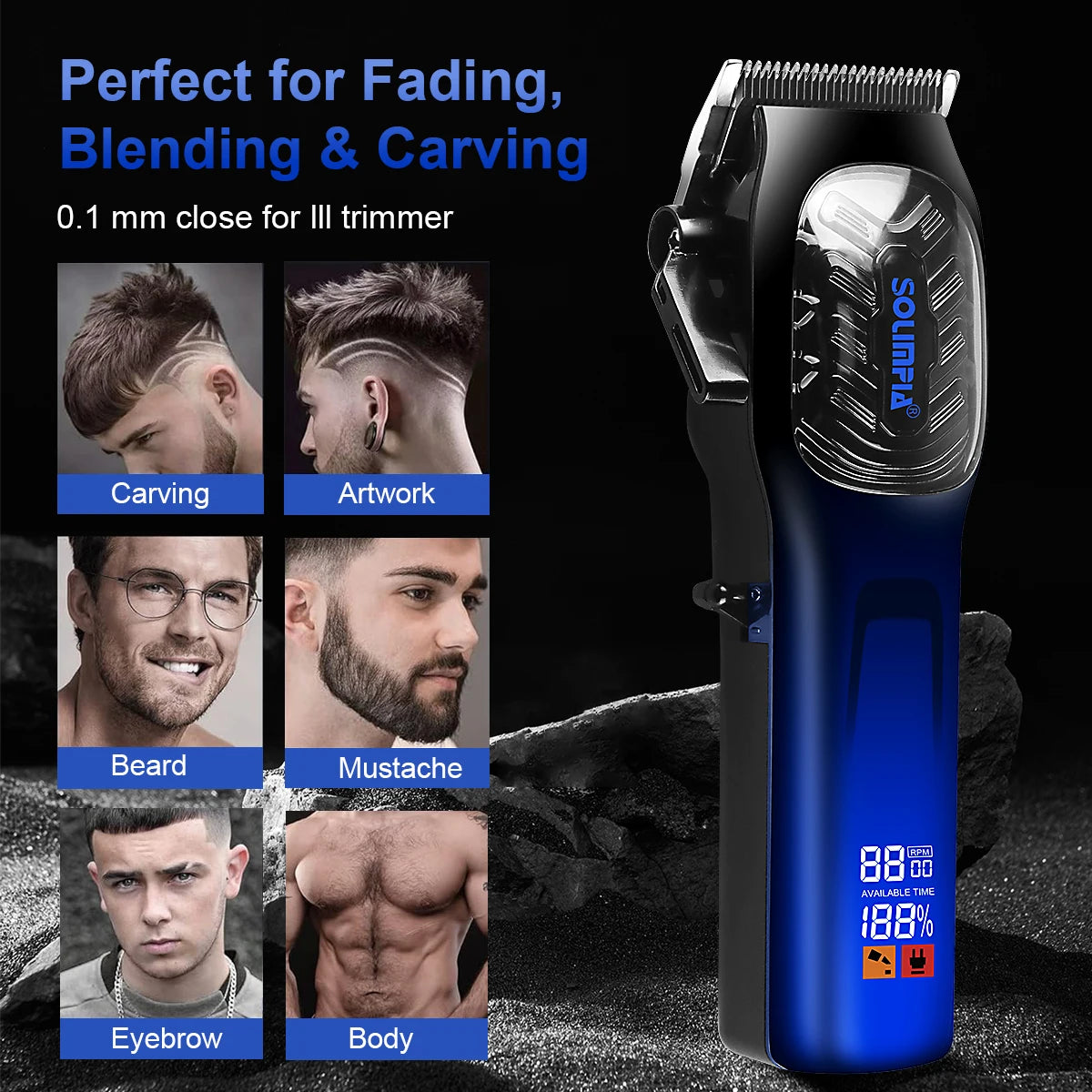 Tondeuse à cheveux étanche avec écran LCD