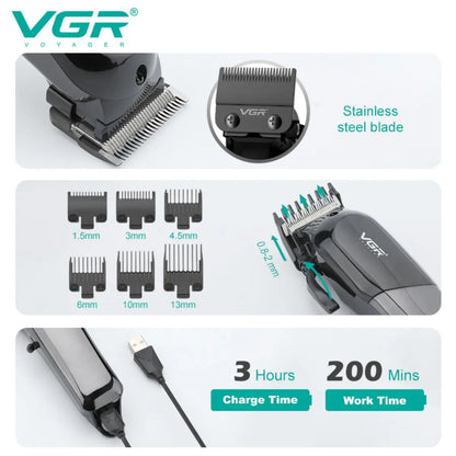 VGR LED Display Adjustable Hair Clippers