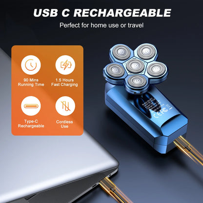 6D Detachable Electric Head Shaver Kit