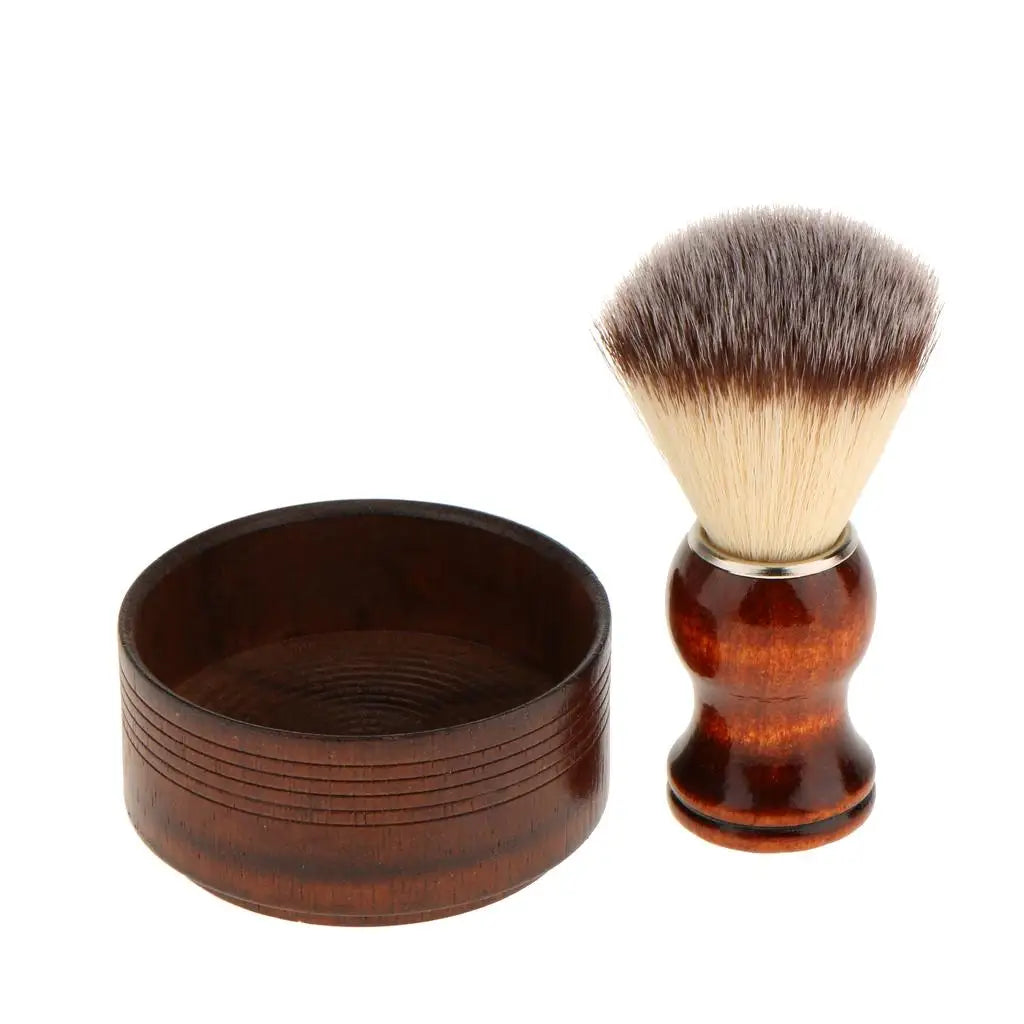 Ensemble traditionnel de bol à savon et de brosse en bois
