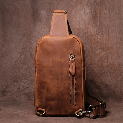 Sac de poitrine de luxe en cuir de vache de style vintage GURO