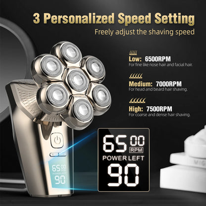 LED Waterproof Head Shaver & Grooming Kit