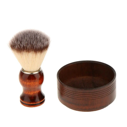 Ensemble traditionnel de bol à savon et de brosse en bois