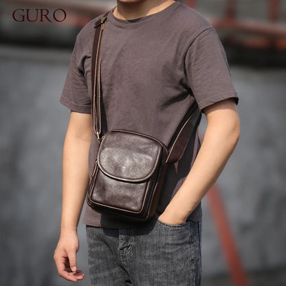 Petit sac à bandoulière en cuir véritable GURO