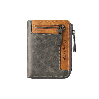 Retro Bi-fold Zipper Wallet