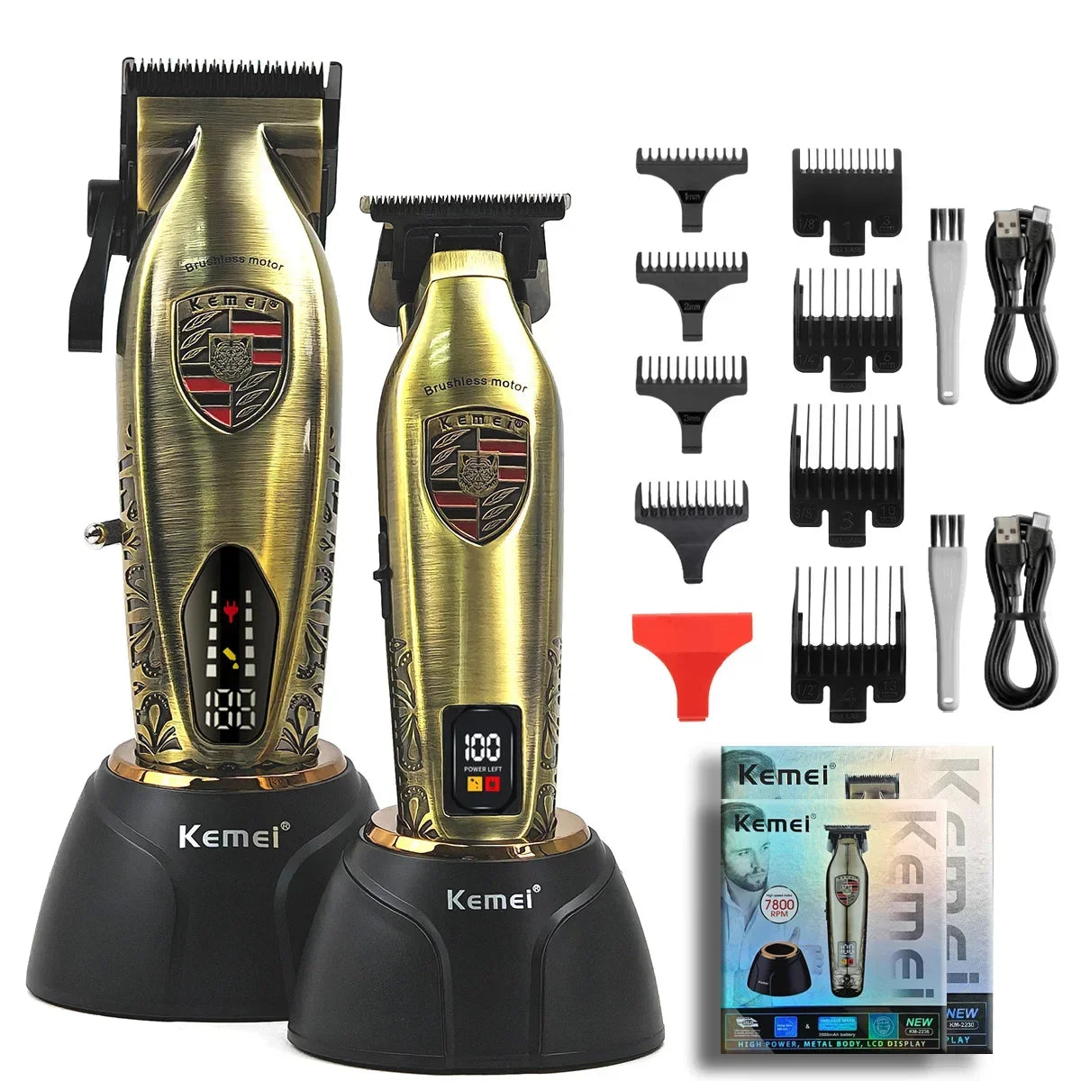 Ensemble de tondeuse à cheveux électrique entièrement en métal