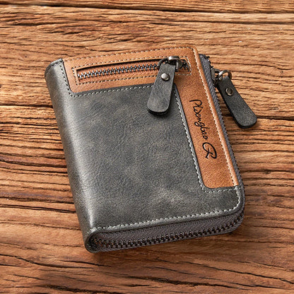 Retro Bi-fold Zipper Wallet